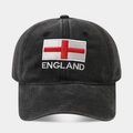 Black baseball cap with England flag embroidery and "ENGLAND" text for football fans. - Adjustable / England Flag (Black)