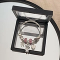 DIY beaded charm bracelet with pink accents and bear pendant in a 3D display box - Rose Pink Heart Bear Bracelet