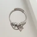 Silver beaded cable bracelet with crown, heart charms and sparkling crystals for women - Wing Bracelet