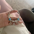 Silver snake chain bracelet with blue beads and tree of life charms for women - Tree of Life Spring Bracelet