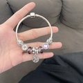 Pandora style bracelet with purple crystal beads and tree of life charm in silver finish - Purple Tree of Life Bracelet