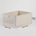 Foldable beige fabric storage bin with mesh window, size 41x28x17cm for closet organization - Front Transparent Window / Beige Linen Fabric
