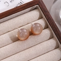 Elegant peachy cat-eye resin sphere stud earrings with a shimmering glitter finish - Champagne Pink Glitter Round Style (E6091-20)
