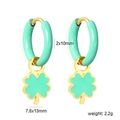 Dettaglio degli orecchini a quadrifoglio verde menta con dimensioni precise indicate - Stile Farfalla Blu Cielo con Giallo (EA5B510JG)