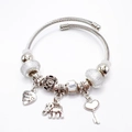 Elegantes silbernes Charm-Armband mit Elefanten- und Herzanhänger „Made with Love“ - Elefant
