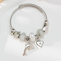 Elegantes silbernes Kabel-Bettelarmband mit Delfin Herz und Uhr Anhänger Schmuck - Kleiner Delfin
