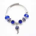 Zilveren armband in Pandora-stijl met blauwe kristallen kralen en luchtballonbedel - Blauwe Ballon