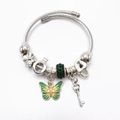 Zilveren bedelarmband met groene emaille vlinder en sleutelhangers - Groene Vlinder Sleutel