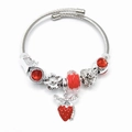 Zilveren bedelarmband met rode aardbei- en olifanthangers - Rode Aardbei
