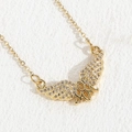 Gold butterfly mom necklace with zircon wings and titanium steel chain for women - White Zirconia MOM Style