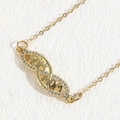 Golden MOM necklace pendant with butterfly cubic zirconia accents and titanium steel chain - Double MOM Pendant Style