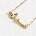 Gold butterfly MOM necklace featuring colorful zircon stones on a sleek titanium steel chain - Butterfly Charm Style