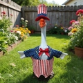 23-inch lawn goose in patriotic Uncle Sam costume with striped hat and blue star jacket - Independence Day A