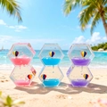 Floating panda oil drop liquid timer with colorful hot air balloons on a beach scene - Double Rhombus Balloon Ornament