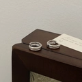 Minimalist silver-tone double-layered huggie hoop earrings for women jewelry gift - Silver Smooth Hoop