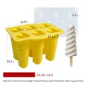 Yellow 6-cavity spiral popsicle silicone mold for DIY ice cream - Six-spiral Popsicle - Yellow Xg-78-4