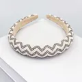 Wide rhinestone headband with white faux pearls and wavy pattern for women hair style - Style B - White Grey