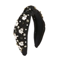 Serre-tête d'Halloween noué avec motifs fantômes, strass et perles pour fêtes - Noir
