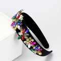Cerchietto barocco in velluto nero con strass colorati e design floreale elegante - Colorato