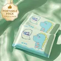 Portable pack of 10 baby wipes with dinosaur print on soft green silk background - Green Dinosaur 10 PCS