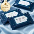 Portable newborn cleansing wipes in blue 10-pack packaging on silk background - Geometric 10 PCS