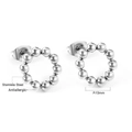 Detail view of 13mm stainless steel beaded hoop earrings with antiallergic properties - Small Hoop Stud (EA539801S)