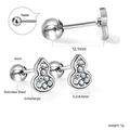 Silver stainless steel hulu stud earrings with sparkling crystals and twist closure - Silver Gourd Style (EA625902S)