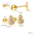 Gold plated stainless steel gourd earrings with shimmering zircons and twist ball backs - Gold Gourd Style (EA625902G)