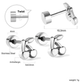 Silver cherry earrings in stainless steel with twist-back closure and size dimensions - Silver Cherry Style (EA624301S)