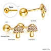 Boucles d'oreilles champignons en acier inoxydable doré avec accents de zircon blanc - Style Champignon Doré (EA624602G)