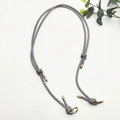Premium adjustable grey leather bag strap with gold-tone hardware for crossbody bags - Gold Ring Buckle / Sky Grey