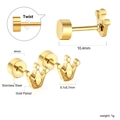 Boucle d'oreille couronne dorée en acier inoxydable avec cœur et fermoir à vis - Style Couronne Or (EA624401G)