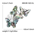Elegante broche de mariposa de aleación con concha de abulón natural y perla blanca - Plateado