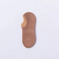 Flat lay of khaki low-cut invisible cotton boat sock with anti-slip design for women - Ribbed Arch Coffee