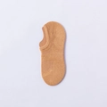 Women's low cut invisible boat socks in camel ginger yellow cotton knit fabric - Ribbed Arch Orange Yellow