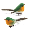Artificial robin bird christmas tree decoration with green head and orange breast - 9*3cm 2g (2 Packets)