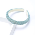 Baroque style white headband featuring sparkling light blue rhinestones in rows - Sky Blue