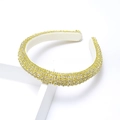 Elegant wide headband with sparkling yellow rhinestones for a high-crown look - Lemon Yellow