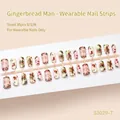 Festive Christmas gingerbread man press-on nail kit with 30 pieces in S/M sizes - S3029-t