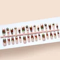 Festive Christmas press-on nail set featuring holly and wreath holiday designs - S3035-t