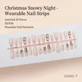 Festive Christmas press-on nails featuring cute Santa Claus and snowflake patterns, 30 pieces set - S3045-t
