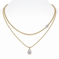 Collier double rang à perles dorées avec pendentifs en zircon marquise et goutte d'eau - Style N15420 (Moissanite 8*12+4*8) / Argent 925 Plaqué Or K