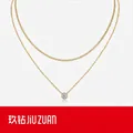 Collier double rang en argent 925 doré avec perles et pendentif en moissanite brillant - Style N15242 (Moissanite 6.5mm/1 Carat) / Argent 925 Plaqué Or K
