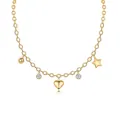 925 silver gold-plated necklace with moissanite beads, heart, and star charms - Style N15301 (Moissanite 6.5mm*2 Stones) / 925 Silver K-Gold Plated