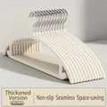 Cream white velvet hanger with non-slip wide shoulder design and silver metal hook - 15 Pack 45cm Flocked Hanger / Off White