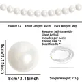 DIY wedding decoration set with 12 white 8cm faux pearl beads and assembly accessories - White - L