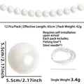 DIY large white pearl string kit with 12 pieces of 5.5cm beads and fishing line - White - S