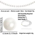 DIY wedding decor kit with twenty large white pearls and hanging accessories - Round Ball Style / 5.5cm Diameter-Extra Pack / Pearl White