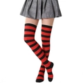 Knee-high rainbow socks with classic red and black stripes for Halloween costumes - Red Black Wide Striped
