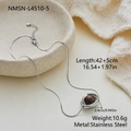 French style stainless steel necklace with a niche geometric tiger eye stone pendant - Gold Geometric Ring Tiger Eye (NMSN-L4510-5)